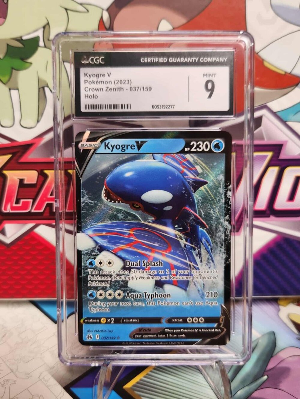 Pokemon Kyogre V 037/159 Holo - Crown Zenith - CGC 9